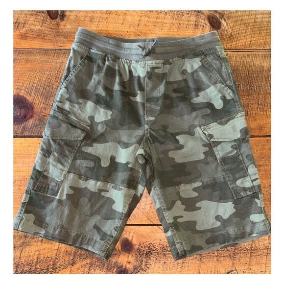 Boys Eddie Bauer Camo Cargo Shorts Pockets Drawstring Elastic Waist Size 16‎ - Picture 1 of 9
